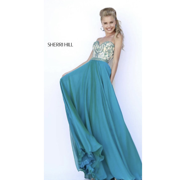 Sherri Hill Dresses & Skirts - SALE $$$ Sherri Hill 1947 Teal Dress Gown Sz 0 Homecoming Prom